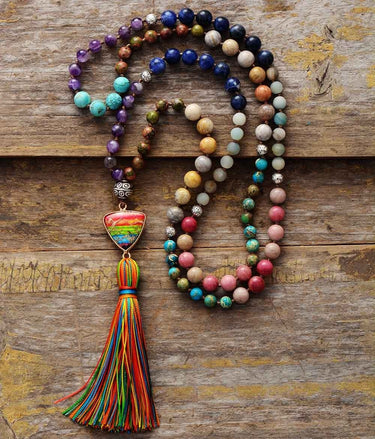 Chakra Hopes Triangle Pendant Tassel Necklace-Your Soul Place